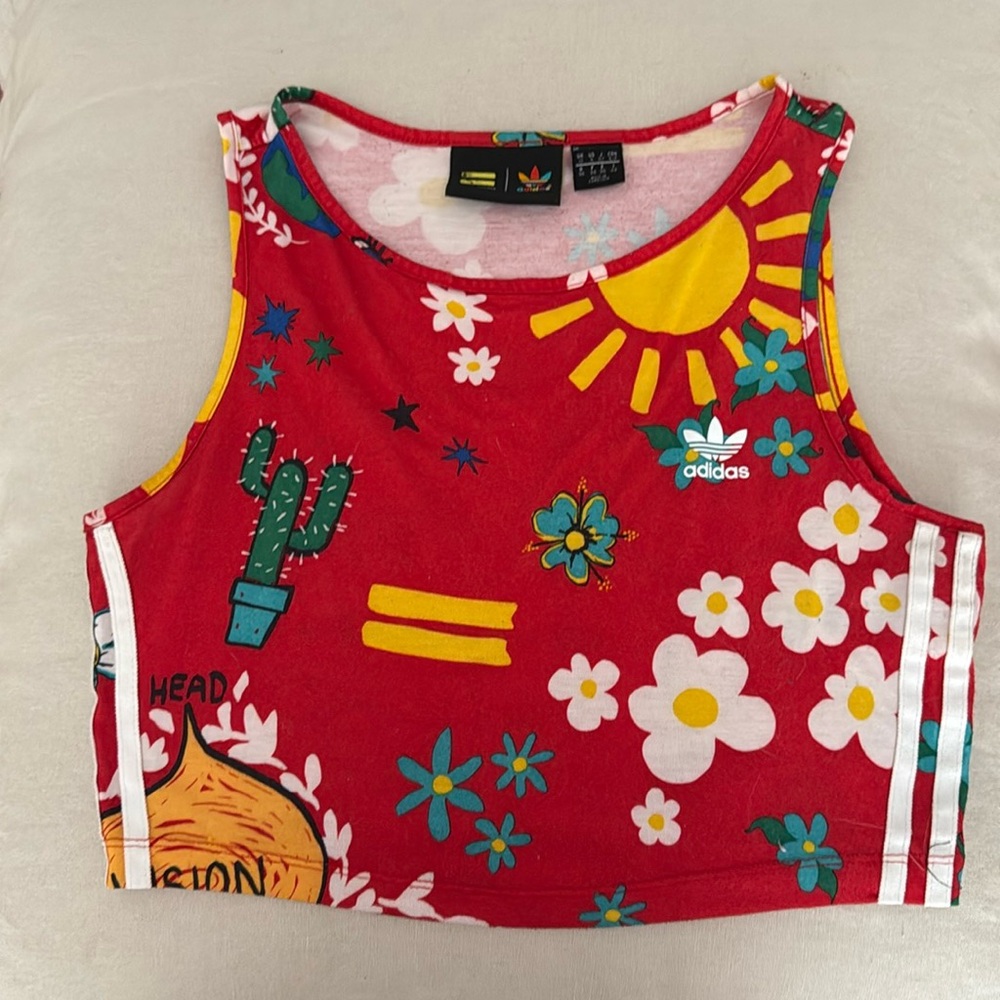 Adidas Pharrell Williams Artist Collab Crop Tank Size Small Red